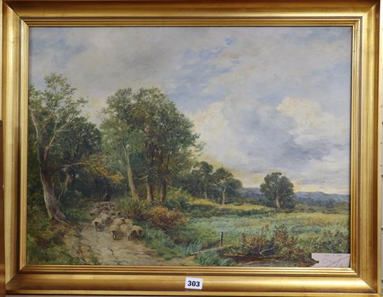 David Bates, oil on canvas, The Road through the Forest, signed and inscribed verso, 46 x 61cm